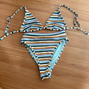 L*Space Blue and Orange Bikini Swimwear